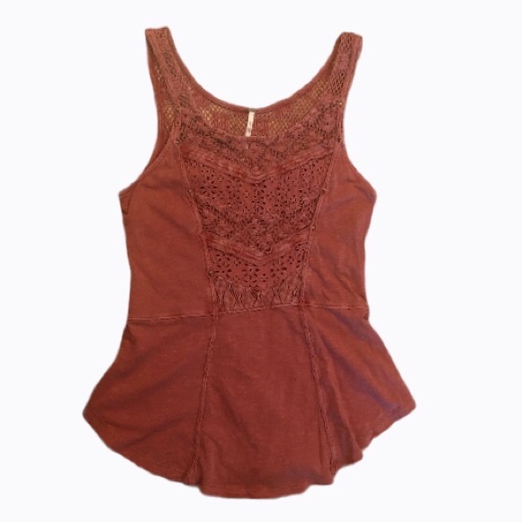 Free People Dusty Rose Crocheted Flowy Tank Top, Small Petite - Picture 5 of 5